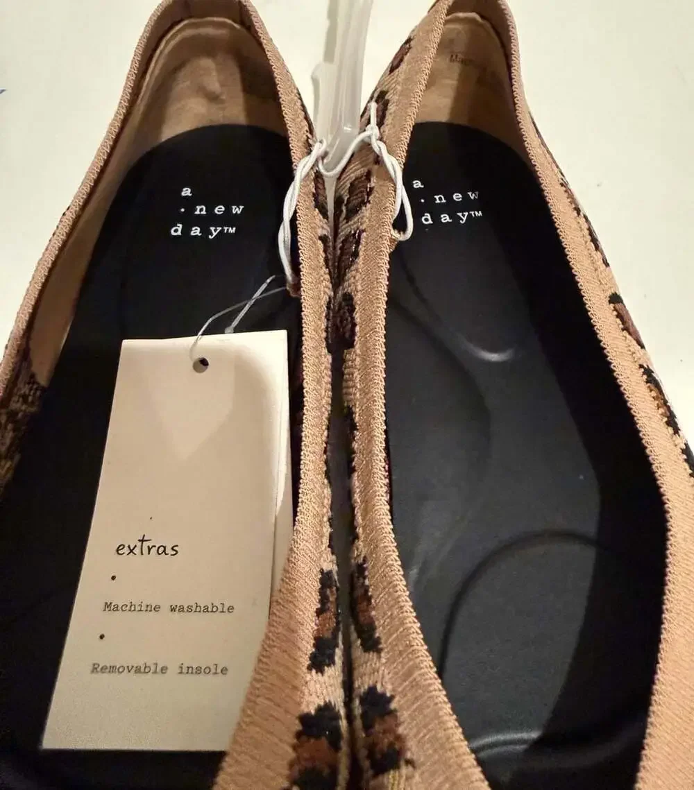 A New Day Women's Claire Knit Washable Ballet Flats in Leopard Print